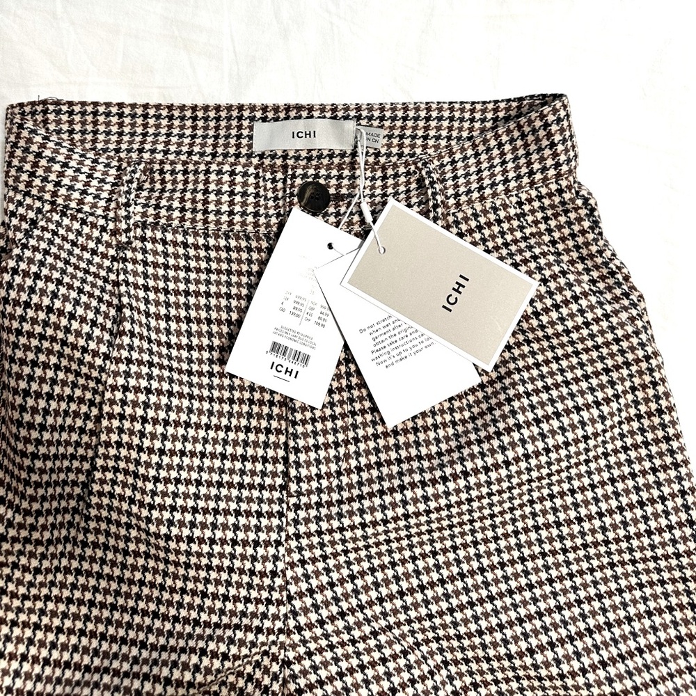 NWT - ICHI Houndstooth Wide Leg Pants